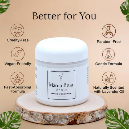 Mama Bear Oasis Magnesium Cream - Magnesium Lotion for Feet (Pack of 1) | Arnica, Vitamin B6, Aloe Vera and MSM, Vegan and Cruelty-Free, For Hands, Legs and Toes